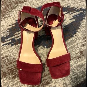 ANTONIO MELANI Burgundy Suede Block Heels